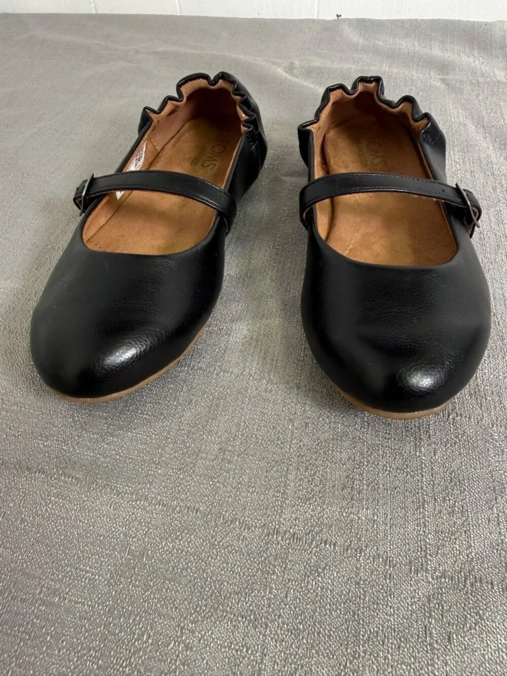 TOMS Lucy Mary Jane Flats Shoes Black Business Career School Casual Size 6